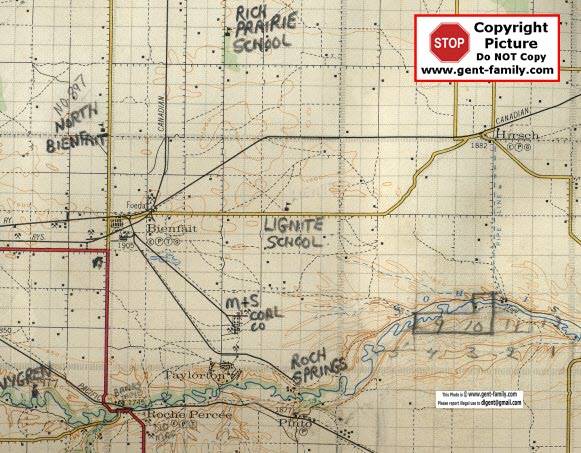 1927 Map of the Lignite School Location