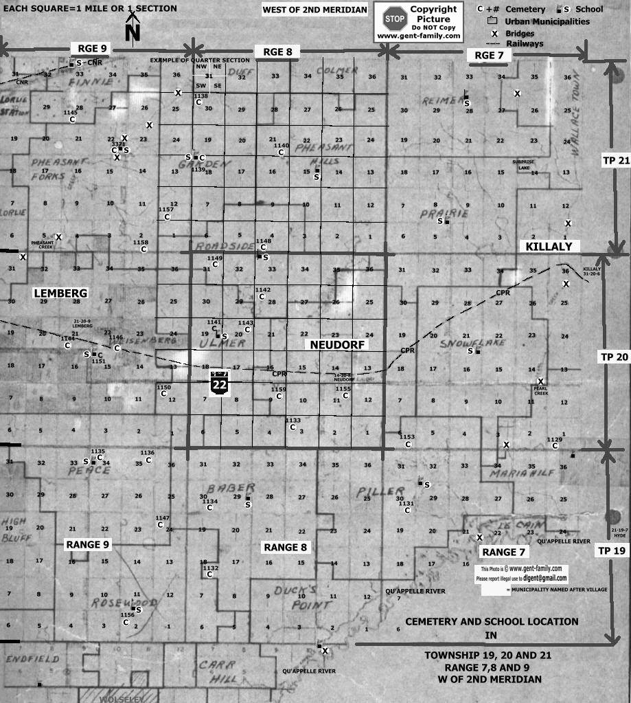 Map showing Cemetery and School locations