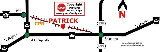 Map showing location of Patrick Saskatchewan